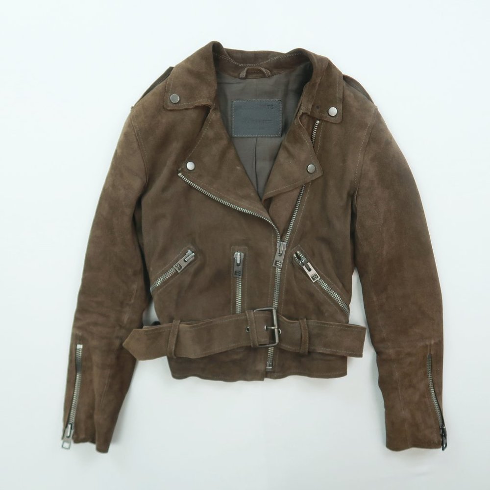 Allsaints Hind Biker Suede Leather Jacket